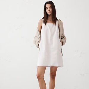 NWOTBanana Republic Factory Linen Blend Square Neck Mini Shift Dress in Flax - M